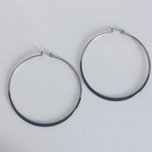 Silver and Black Hoop Earrings